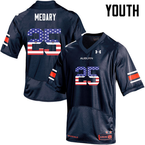 Youth Auburn Tigers #25 Alex Medary USA Flag Fashion Navy College Stitched Football Jersey